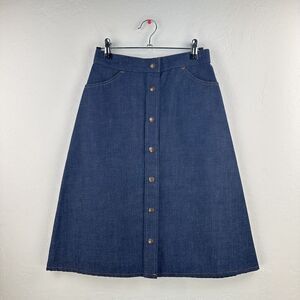 Vtg 60s 70s Levi's Denim Skirt Big‎ E Orange Tab Knee Length Size 10 Made in USA